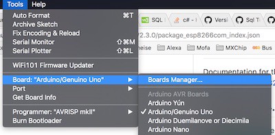Arduino Board Manager in Tools-Menu
