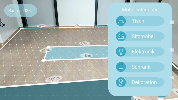 Raumplanung per Multi-User App mit Möbelkategorien