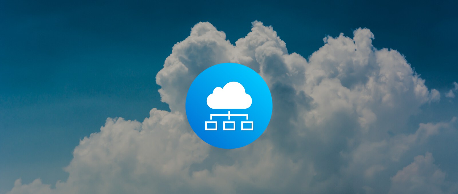 Cloud Architektur Icon auf einem Foto von Wolken im Himmel